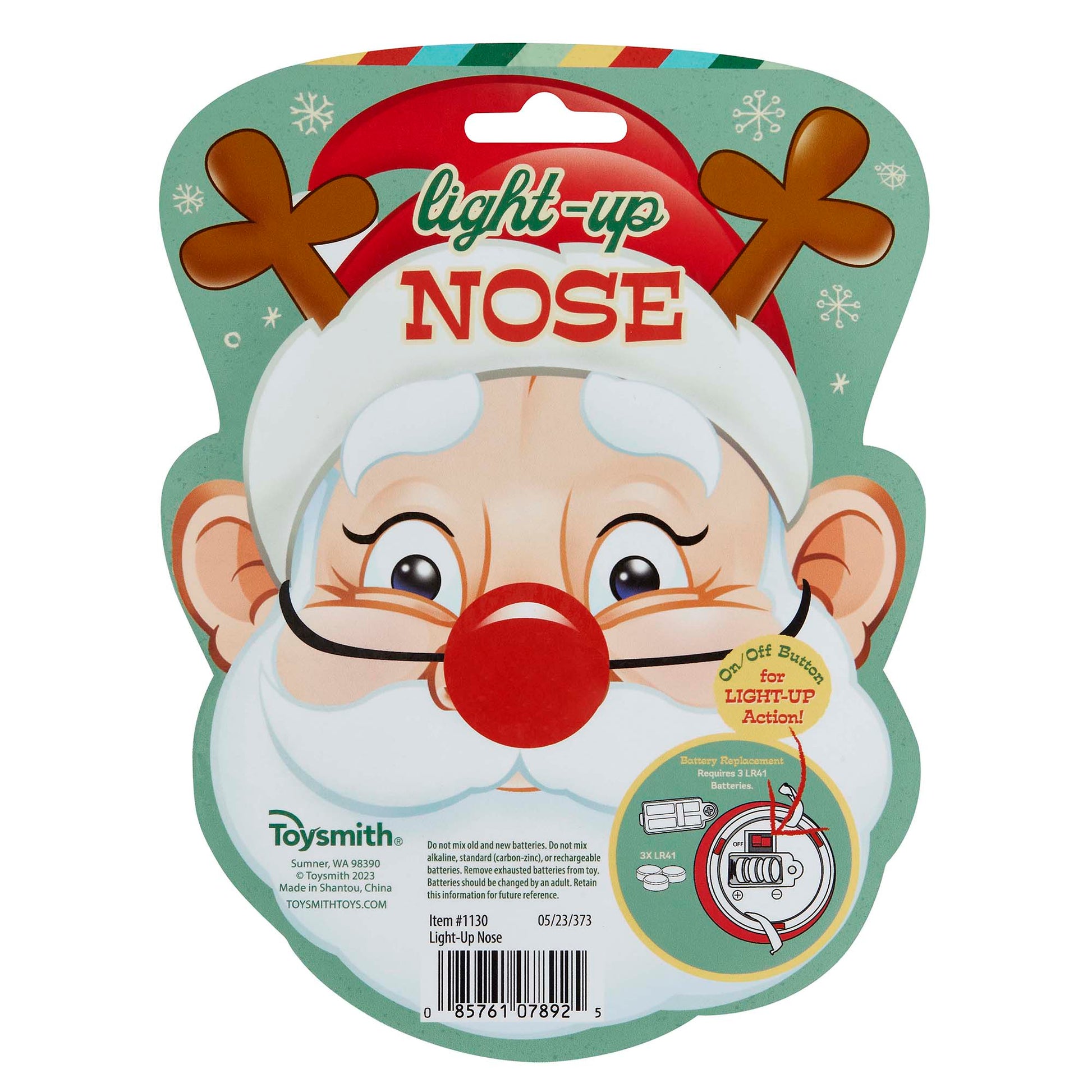 Toysmith Holiday Light Up Santa Nose