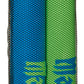 One blue and one green foam saber in a mesh bag