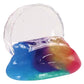 Gooey putty in vivid, swirling colors pouring out of gemstone shaped container