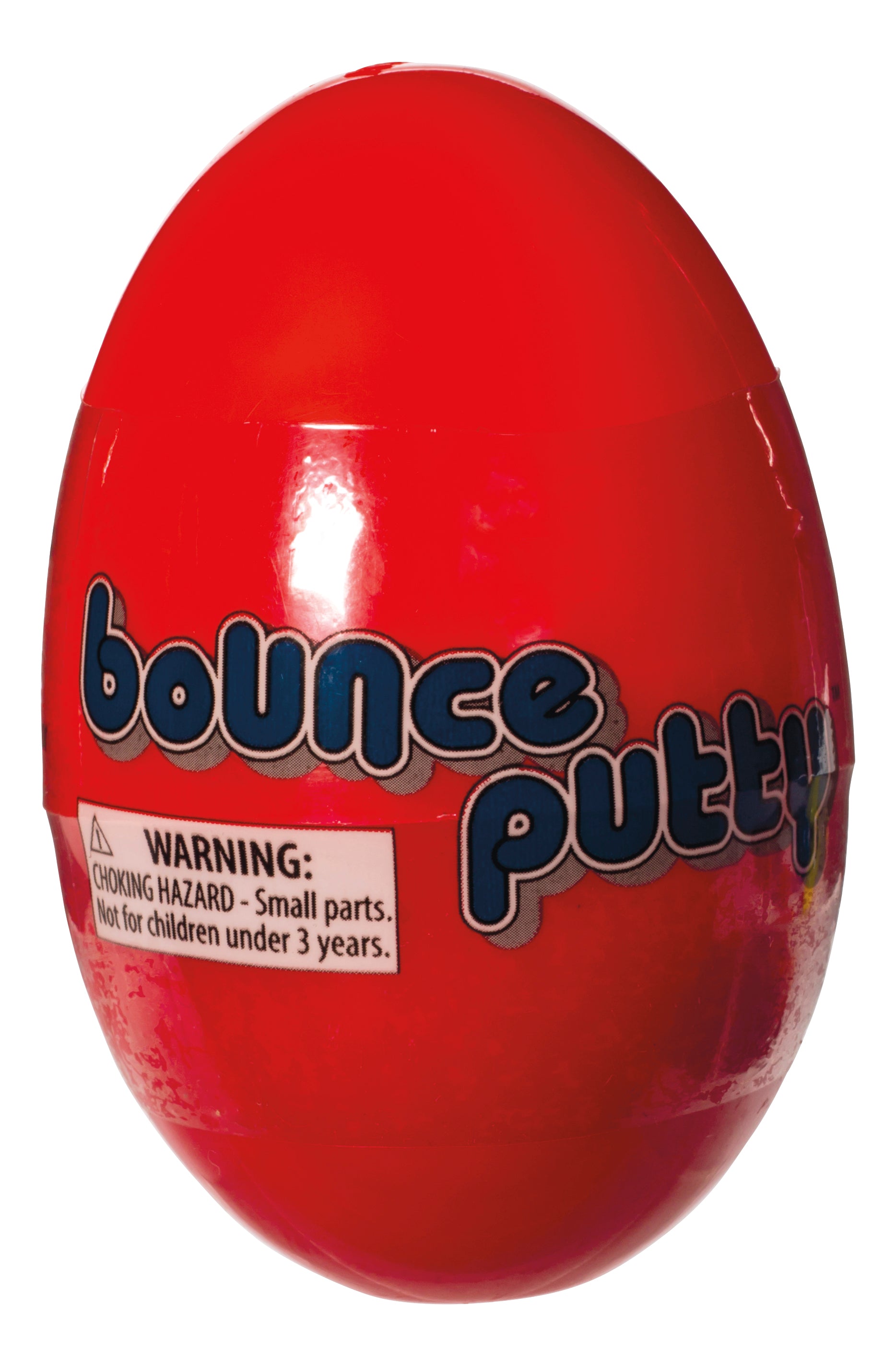Red egg-shaped container of Bounce Putty