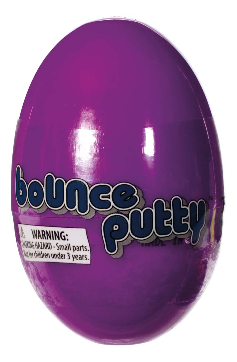 Purple egg-shaped container of Bounce Putty