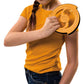 Girl holding yellow throwing blade