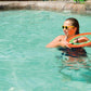 Girl in pool throwing orange Aqua Flinger