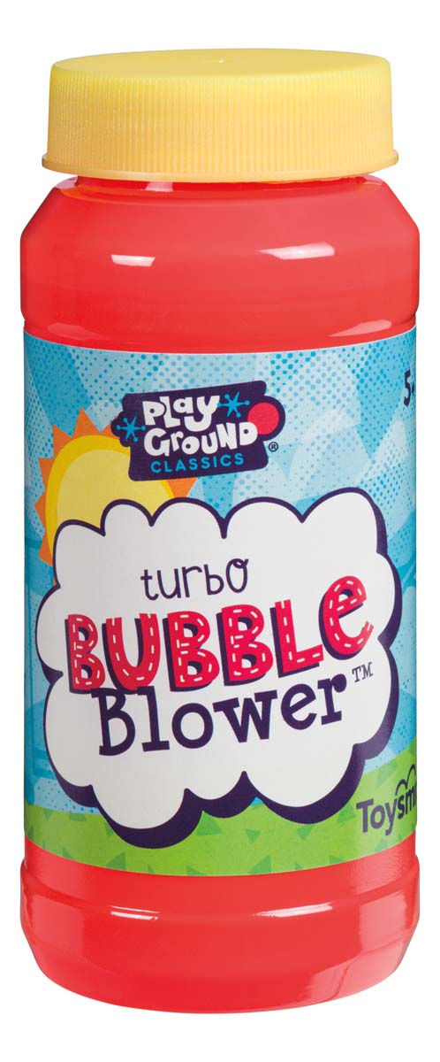 Bottle of Turbo Bubble Blower liquid.